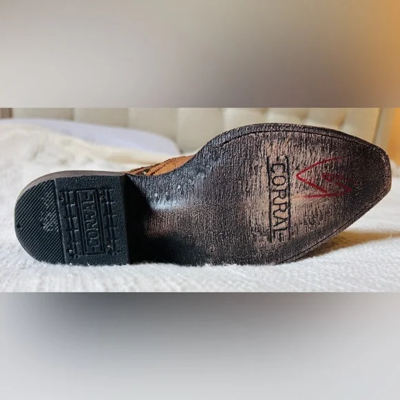 Corral Distressed Brown Leather Cowboy Boots Women’s Size 7 M Stk G1382 - Picture 11 of 12